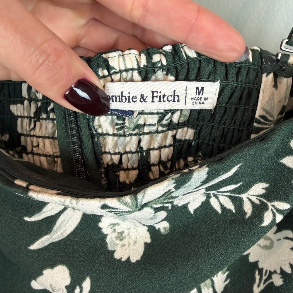 Abercrombie & Fitch Dark Green Floral Mini Dress, removable straps Medium - Picture 8 of 11